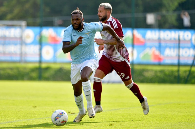Arsenal man injured 22 minutes into debut 2 AURONZO DI CADORE, ITALY - JULY 18: Nuno Tavares of SS Lazio in action during the pre-season friendly match between SS Lazio v Trapani on July 18, 2024 in Auronzo di Cadore, Italy. (Photo by Marco Rosi - SS Lazio/Getty Images)