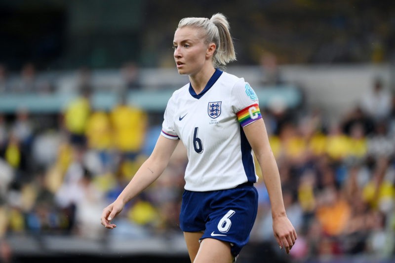 GOTHENBURG, SWEDEN - JULY 16: Leah Williamson of England looks on during the UEFA Women's EURO 2025 qualifying match between Sweden and England at ...