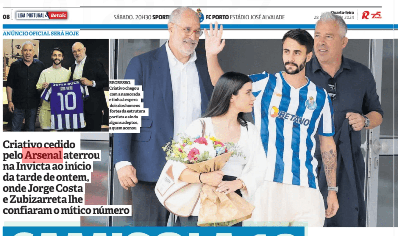 Arsenal agree unusual loan fee structure for Fabio Vieira 2 JERSEY 10 IS ALREADY SCALLOP Creative loaned by Arsenal landed in the Invicta early yesterday afternoon, where Jorge Costa and Zubizarreta entrusted him with the mythical number Record28 Aug 2024 Return. Creativo arrived with his girlfriend and had two of the strong men of the port structure waiting and still some fans, to whom he waved There's Fabio Vieira! It was about 15 minutes past midday yesterday when the Argoncilhe playmaker landed at Porto's Francisco Sá Carneiro Airport on a private jet from Alicante, Spain. Waiting for him was Andoni Zubizarreta, sporting director of FC Porto, Jorge Costa, director for football, and a 10 shirt of the club that he will represent until the end of this season. The signing will only take place today, although the Dragons have already published photographs of the player on arrival. Greeted by some fans who were near the VIP gate of the airport, Fábio Vieira already waved the blue and white jersey that he will wear this season dressed. And it could hardly carry a more mythical number. The’ 10', which was Francisco Conceição's in 2023/24, will remain in the hands of the player who came precisely to replace him, being also a product of FC Porto's training schools and one of the most cherished of the fans. Basically, entrusting the 10 jersey to Fábio Vieira also proves the high expectations that the port officials place on the return of the player who belongs to the Arsenal cadres. And, speaking of the’ gunners', it is worth detailing the contours of Fábio Vieira's loan to FC Porto until the end of this season. As already reported, the loan does not include any purchase option for the Dragons, and there is an amount to be paid depending on the use of the player. According to record, this amount is being reduced as Fábio Vieira is used, that is, the more he plays, the less the Dragons pay, and may not even pay anything. In addition, SAD portista will have to disburse 500 thousand euros if the season ends with the conquest of the national championship. Take aim at the lion With the official announcement scheduled only for today, Fábio Vieira spent yesterday afternoon completing the indispensable medical examinations. It will not be surprising if he is present at training this morning, where the group under Vítor Bruno will continue to prepare for the visit to the Sporting ground. Despite not having made any minutes for Arsenal in official games this season, Fábio Vieira was used by Mikel Arteta in several of the preseason particulars and arrives at the Dragon with physical indexes close to his best, not least because he has been away from the injuries that bothered him at various stages of his career. Therefore, if Vítor Bruno understands, he may be called up for Saturday's Classic, although it is not at all expected that he will be part of the initial options. But, as a weapon to come from the bank, it will always be an asset to take into account, not only for the inherent quality, but also for the surprise factor. GUNNERS TO RECEIVE DWINDLING FUNDS OVER USE OF MIDFIELDER BY DRAGONS