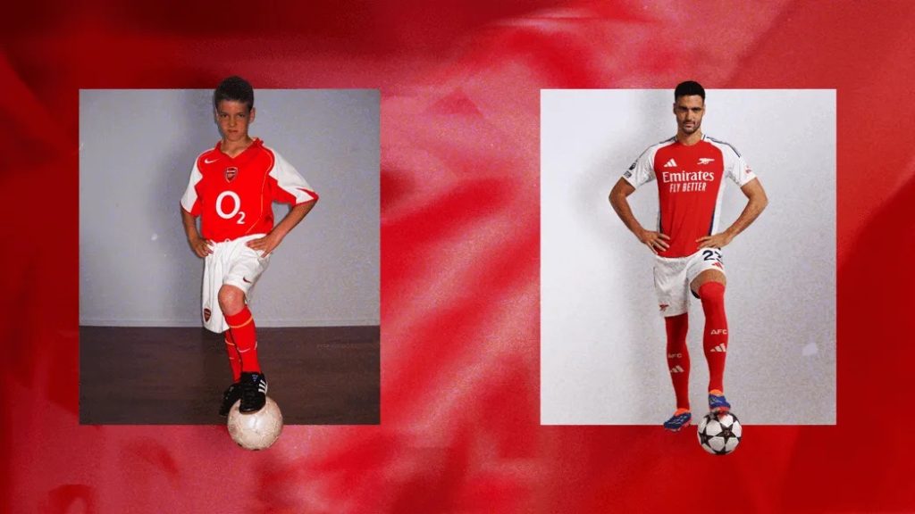 Mikel Merino explains why he wore Arsenal kit in 2005 2 Mikel Merino in an Arsenal kit in 2005 and 2024 (Photo via Arsenal.com)
