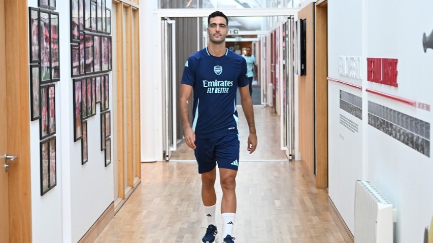 Mikel Merino at the Arsenal training centre (Photo via Arsenal.co.uk)