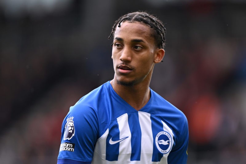 BOURNEMOUTH, ENGLAND - APRIL 28: Joao Pedro of Brighton looks on during the Premier League match between AFC Bournemouth and Brighton & Hove Al...