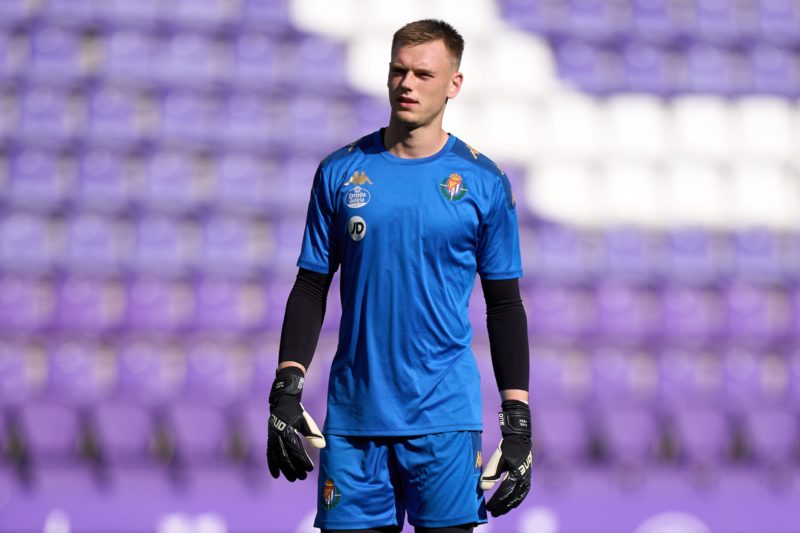 VALLADOLID, SPAIN - AUGUST 19: Karl Hein of Real Valladolid warms up prior to the La Liga match between Real Valladolid CF and RCD Espanyol de Barc...