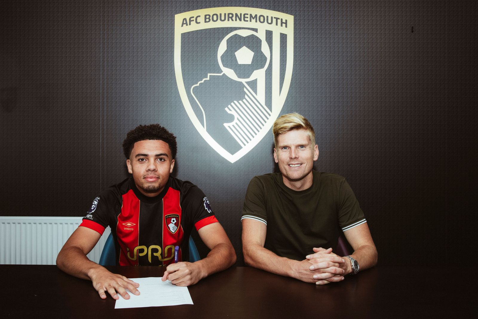 Coby Small signs for Bournemouth (Photo via AFCB.co.uk)