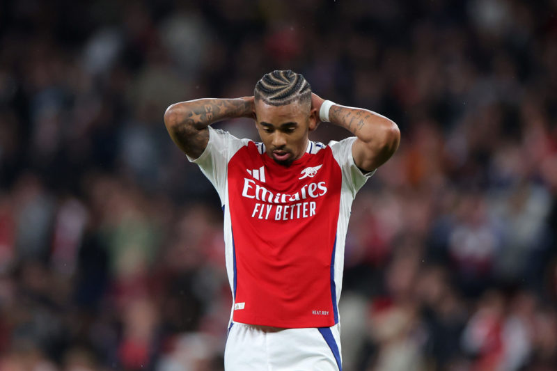 LONDON, ENGLAND - SEPTEMBER 25: Gabriel Jesus of Arsenal reacts during the Carabao Cup Third Round match between Arsenal and Bolton Wanderers at Em...