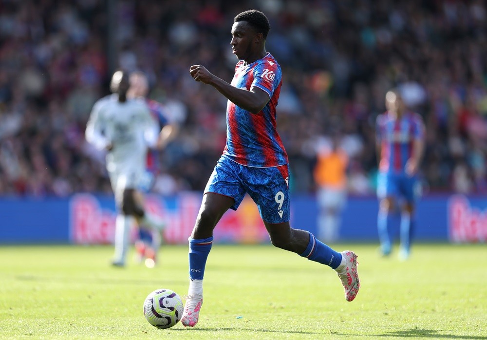 LONDON, ENGLAND: Eddie Nketiah of Crystal Palace in action during the Premier League match between Crystal Palace FC and Leicester City FC at Selhu...