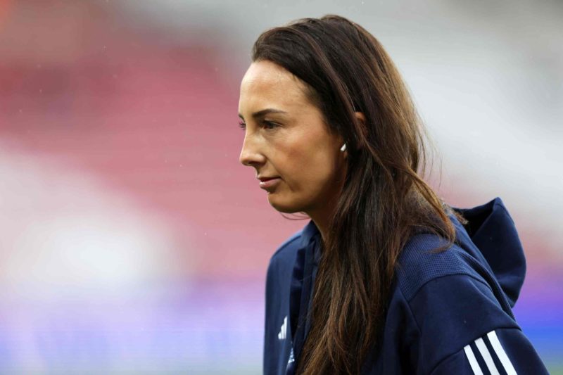 SUNDERLAND, ENGLAND - SEPTEMBER 22: Caroline Weir of Scotland inspects the pitch prior to the UEFA Women's Nations League match between England and...