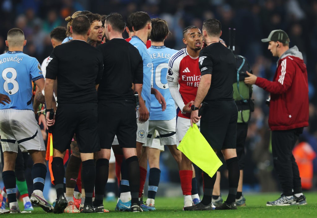 Michael Oliver's Trossard red inconsistency shown in prior incident 3 manchester city fc v arsenal fc premier league 5