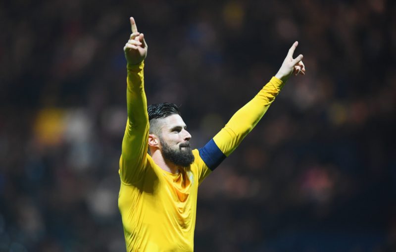 Arsenal learn Carabao Cup 4th round opponents 3 PRESTON, ENGLAND - JANUARY 07: Olivier Giroud of Arsenal celebrates victory after the Emirates FA Cup Third Round match between Preston North End and Arsenal at Deepdale on January 7, 2017 in Preston, England. (Photo by Michael Regan/Getty Images)
