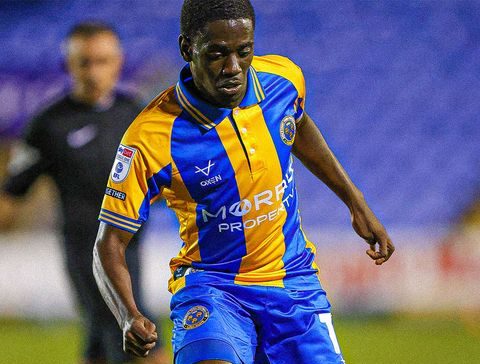 Charles Sagoe Jr. with Shrewsbury Town (Photo via Shrewsbury on Instagram)