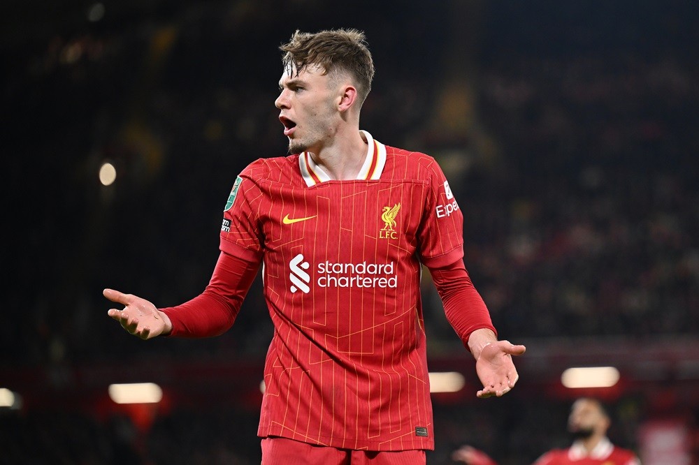 Liverpool boss rules out injured forward with 8 goals vs Arsenal 3 LIVERPOOL, ENGLAND: Conor Bradley of Liverpool looks on during the Carabao Cup Third Round match between Liverpool and West Ham United at Anfield on September 25, 2024. (Photo by Dan Mullan/Getty Images)