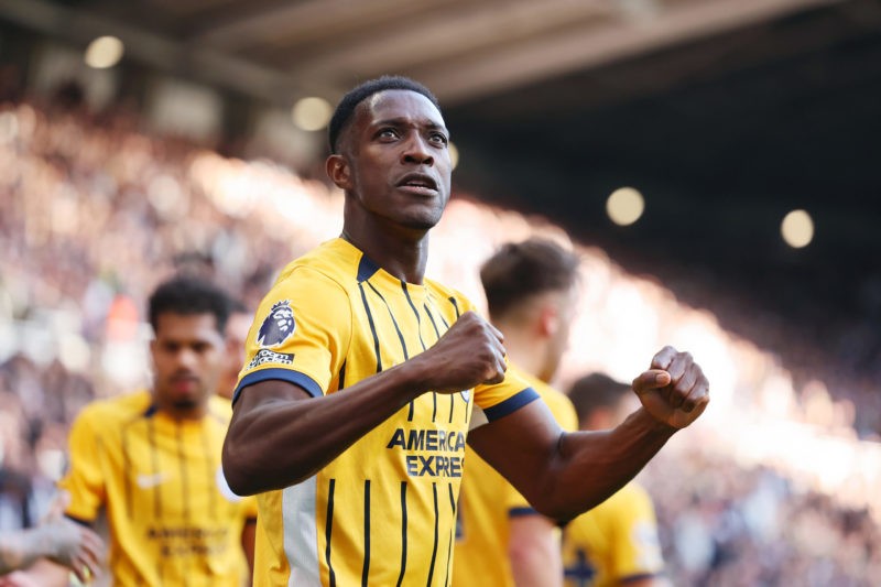 NEWCASTLE UPON TYNE, ENGLAND - OCTOBER 19: Danny Welbeck of Brighton & Hove Albion celebrates scoring his team's first goal during the Premier ...