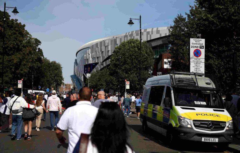 LONDON, ENGLAND - SEPTEMBER 15: Fans walk to the stadium prior to the Premier League match between Tottenham Hotspur FC and Arsenal FC at Tottenham...