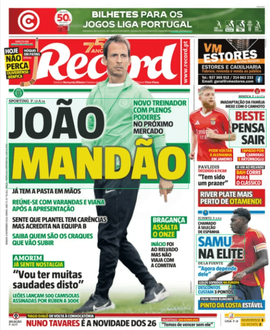 JOÃO IN CHARGE new coach given full authority in upcoming transfer window Record, 9 Nov 2024 "Dead, king set... and fully empowered." The popular p...