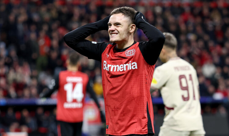 LEVERKUSEN, GERMANY - NOVEMBER 26: Florian Wirtz of Leverkusen reacts during the UEFA Champions League 2024/25 League Phase MD5 match between Bayer...