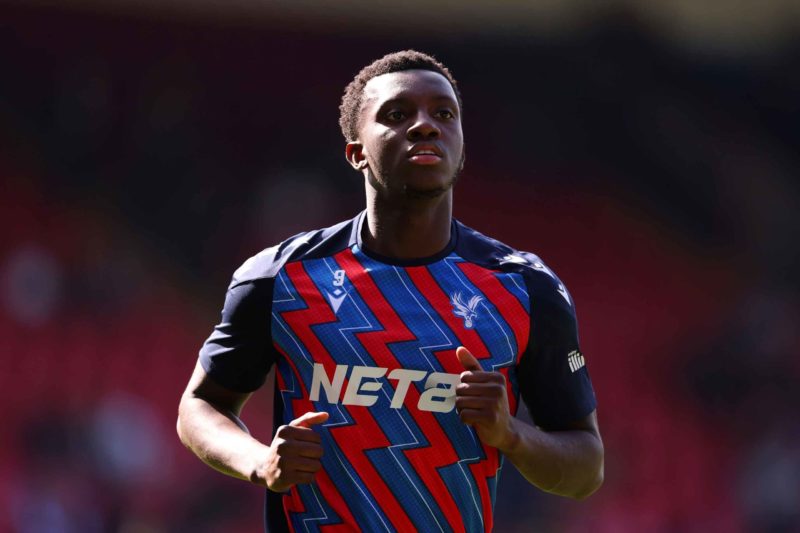 LONDON, ENGLAND - SEPTEMBER 14: Eddie Nketiah of Crystal Palace looks on prior to the Premier League match between Crystal Palace FC and Leicester ...