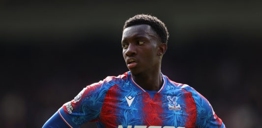 LONDON, ENGLAND - OCTOBER 05: Eddie Nketiah of Palace during the Premier League match between Crystal Palace FC and Liverpool FC at Selhurst Park on October 05, 2024 in London, England. (Photo by Julian Finney/Getty Images)