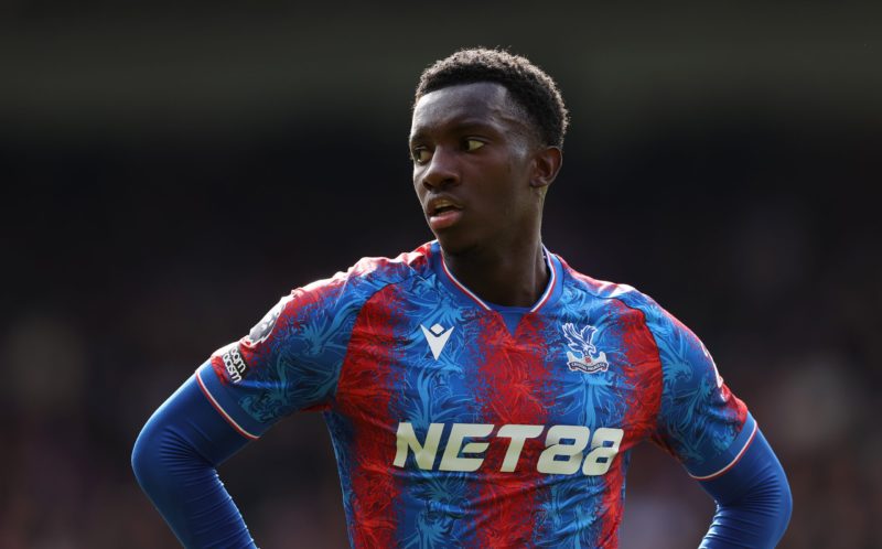 LONDON, ENGLAND - OCTOBER 05: Eddie Nketiah of Palace during the Premier League match between Crystal Palace FC and Liverpool FC at Selhurst Park o...