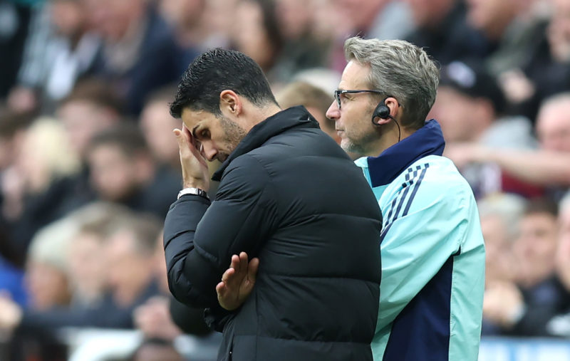 Liverpool injury blow as Arsenal fall further behind 3 NEWCASTLE UPON TYNE, ENGLAND - NOVEMBER 02: Mikel Arteta, Manager of Arsenal, reacts during the Premier League match between Newcastle United FC and Arsenal FC at St James' Park on November 02, 2024 in Newcastle upon Tyne, England. (Photo by George Wood/Getty Images)