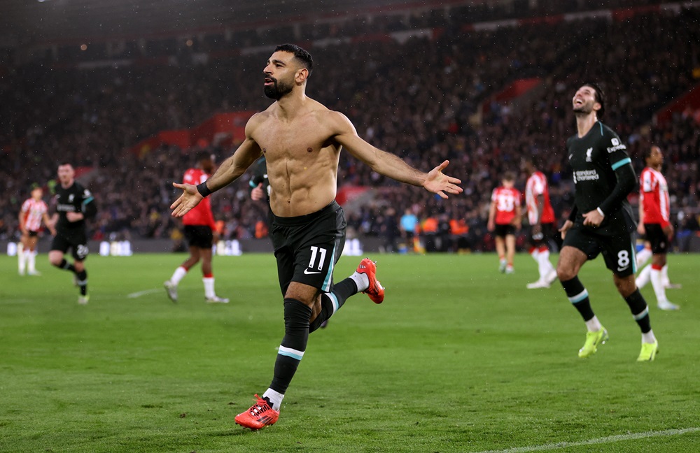 Salah gives update on Liverpool future as Trent edges towards exit 3 SOUTHAMPTON, ENGLAND: Mohamed Salah of Liverpool celebrates scoring his team's third goal during the Premier League match between Southampton FC and Liverpool FC at St Mary's Stadium on November 24, 2024. (Photo by Michael Steele/Getty Images)