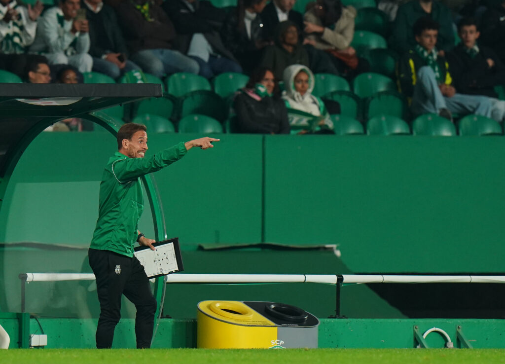 LISBON, PORTUGAL - NOVEMBER 22: New Head Coach Joao Pereira of Sporting CP in action during the Portuguese Cup match between Sporting CP and Amarante FC at Estadio Jose Alvalade on November 22, 2024 in Lisbon, Portugal. (Photo by Gualter Fatia/Getty Images)