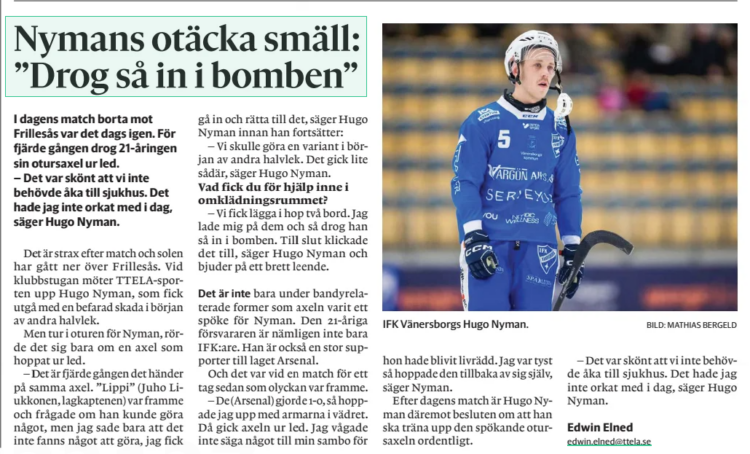 Nyman's nasty slap: "pulled so into the bomb” In today's match against Frillesås it was time again. For the fourth time, the 21-year-old pulled his...