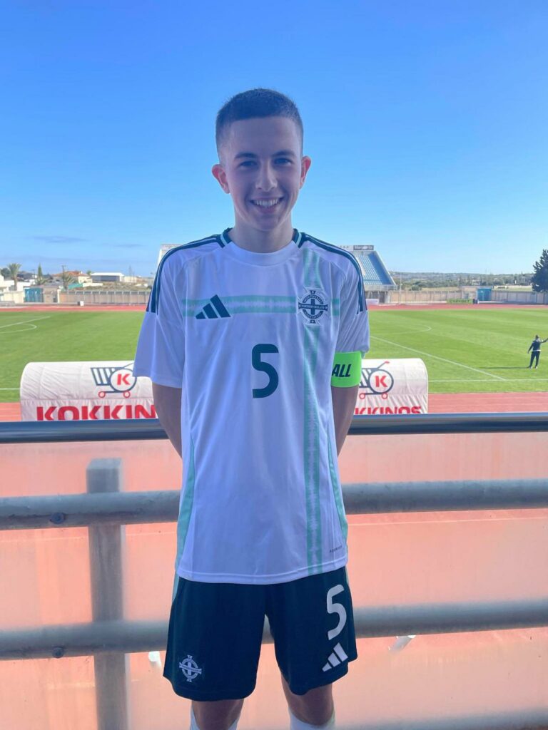 2 trialists join Arsenal for Flamengo Adidas Cup win 4 Daniel McCarron with the Northern Ireland u15s (Photo via Dungannon Swifts on Twitter)