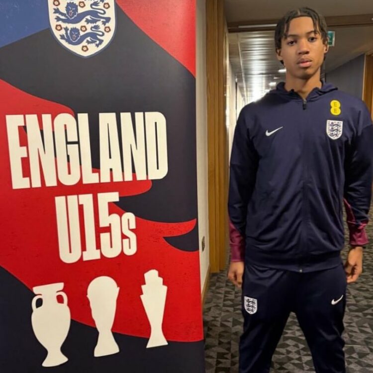 Emerson Nwaneri with the England u15s (Photo via England Youth on Instagram)