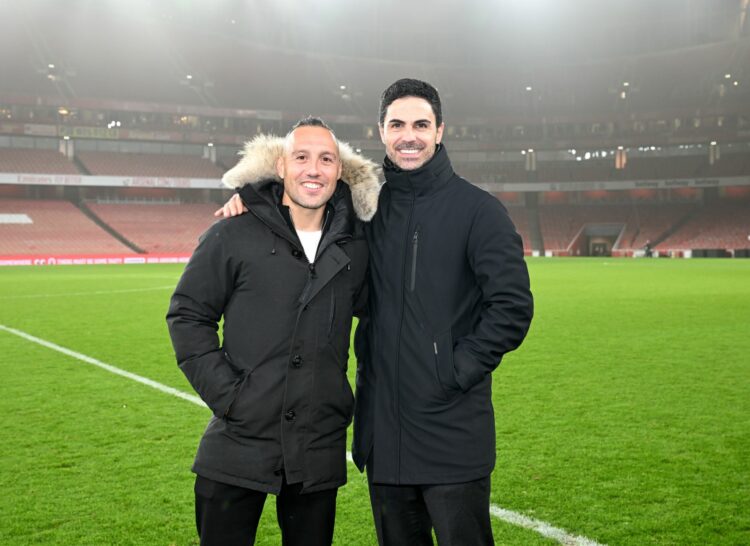 Santi Cazorla and Mikel Arteta at the Emirates Stadium (Photo via Arsenal on Twitter)