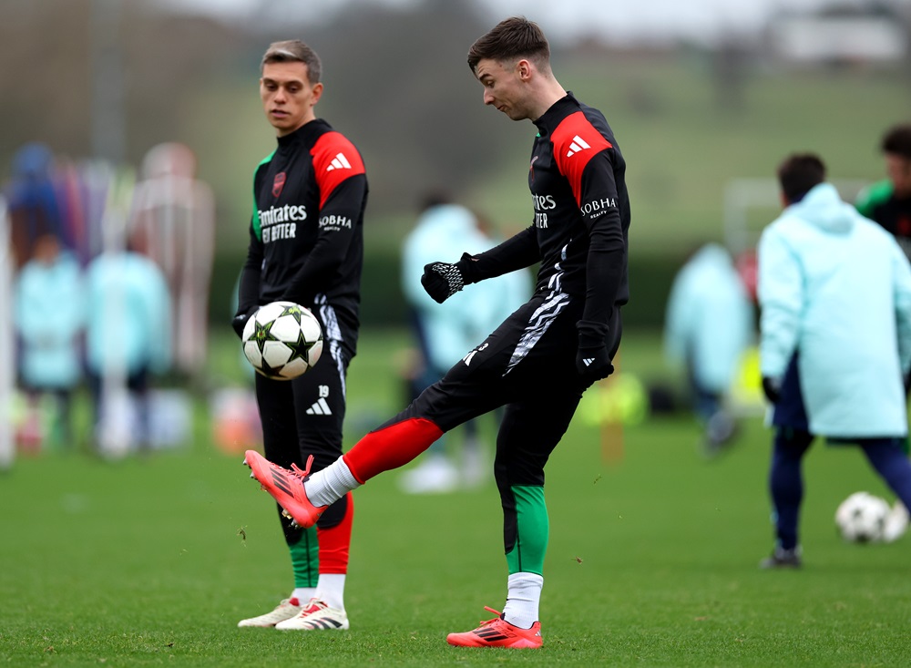 Kieran Tierney injury latest after Arsenal-Crystal Palace return 4 LONDON COLNEY, ENGLAND: Kieran Tierney of Arsenal controls the ball during the UEFA Champions League 2024/25 League Phase MD6 training session at Sobha Realty Training Centre on December 10, 2024. (Photo by Harry Murphy/Getty Images)