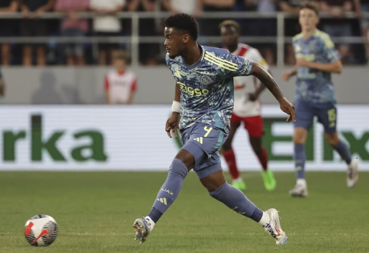 BACKA TOPOLA, SERBIA: Jorrel Hato of Ajax in action during the UEFA Europa League Second Qualifying Round 2nd leg match between FK Vojvodina and FC...