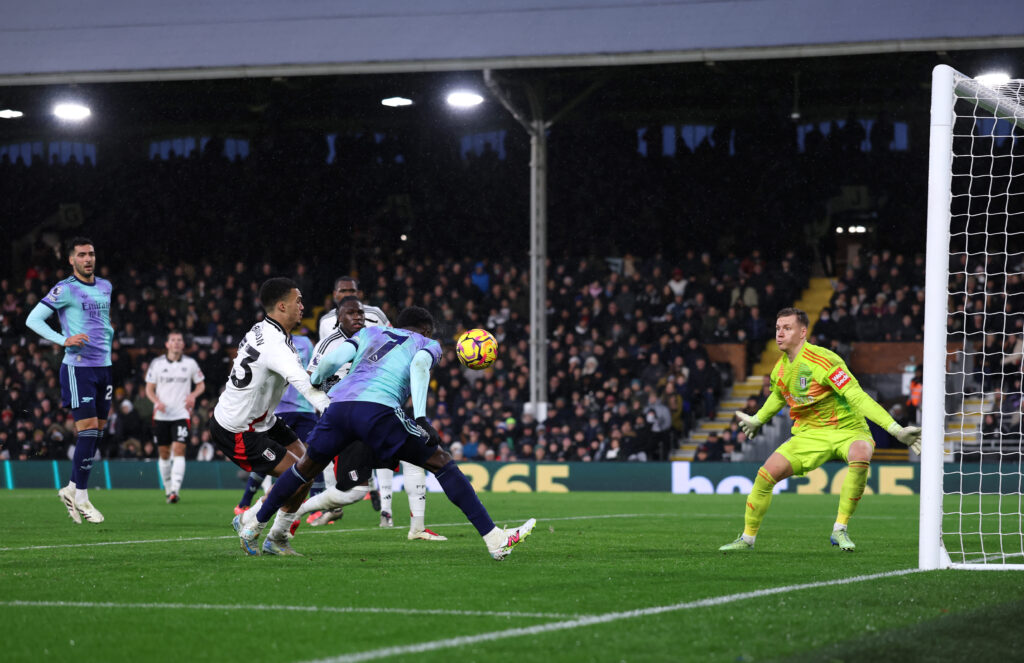 Former Gunner blasts Gabriel Martinelli 2 LONDON, ENGLAND - DECEMBER 08: Bukayo Saka of Arsenal scores a goal, which was later ruled out for offside, following a VAR review during the Premier League match between Fulham FC and Arsenal FC at Craven Cottage on December 08, 2024 in London, England. (Photo by Ryan Pierse/Getty Images)