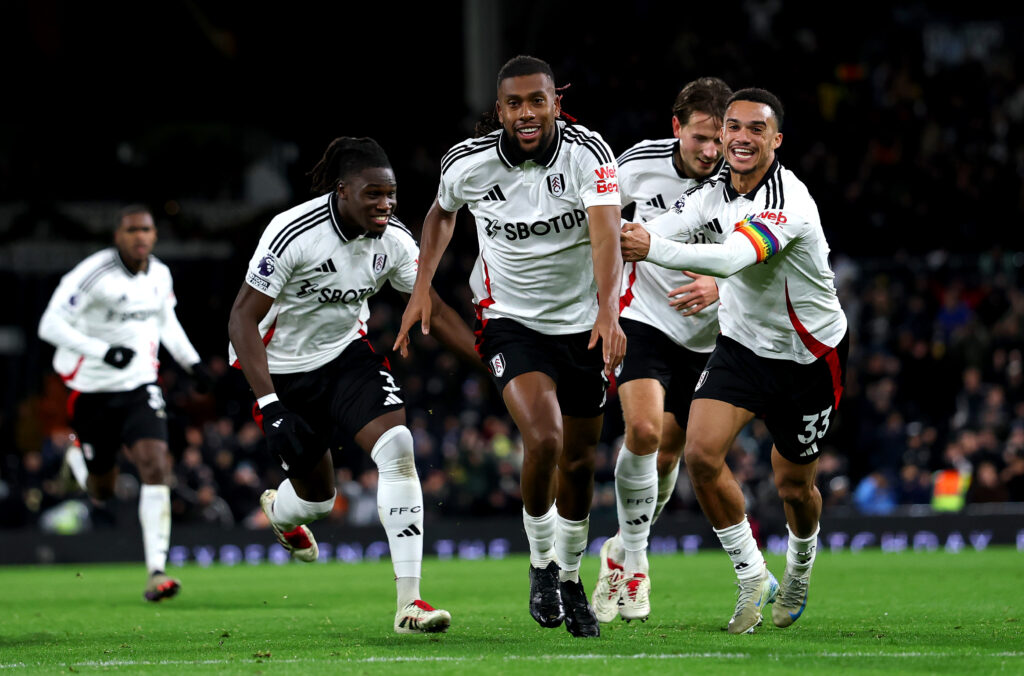 Timber’s optimism lifts Arsenal in pursuit of Liverpool 4 LONDON, ENGLAND - DECEMBER 05: Alex Iwobi of Fulham celebrates scoring his team's third goal with teammates during the Premier League match between Fulham FC and Brighton & Hove Albion FC at Craven Cottage on December 05, 2024 in London, England. (Photo by Ryan Pierse/Getty Images)