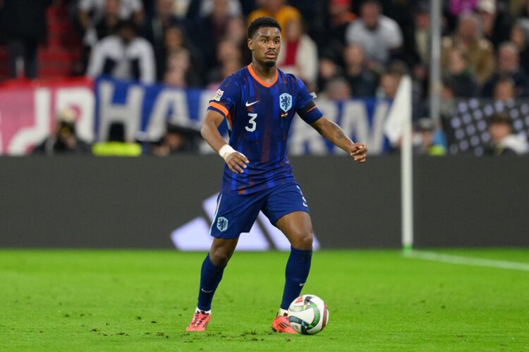 MUNICH, GERMANY: Jorrel Hato of Netherlands in action during the UEFA Nations League 2024/25 League A Group A3 match between Germany and Netherland...