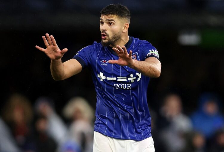 IPSWICH, ENGLAND: Sam Morsy of Ipswich Town reacts during the Premier League match between Ipswich Town FC and Newcastle United FC at Portman Road ...