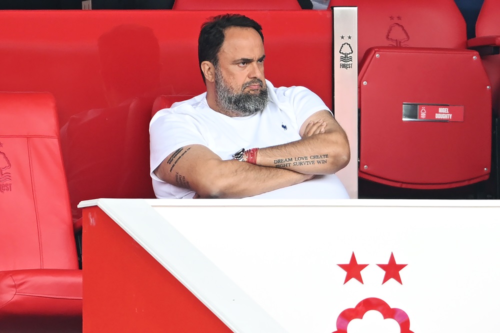Nottingham Forest owner confirms plan to work with Edu Gaspar 3 NOTTINGHAM, ENGLAND: Evangelos Marinakis, Owner of Nottingham Forest, looks on during the Premier League match between Nottingham Forest FC and AFC Bournemouth at City Ground on August 17, 2024. (Photo by Michael Regan/Getty Images)