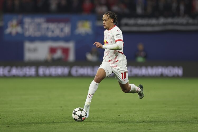 LEIPZIG, GERMANY: Xavi Simons of RB Leipzig controls the ball during the UEFA Champions League 2024/25 League Phase MD3 match between RB Leipzig an...