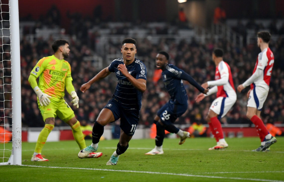 LONDON, ENGLAND - JANUARY 18: Ollie Watkins of Aston Villa celebrates scoring his team's second goal during the Premier League match between Arsena...