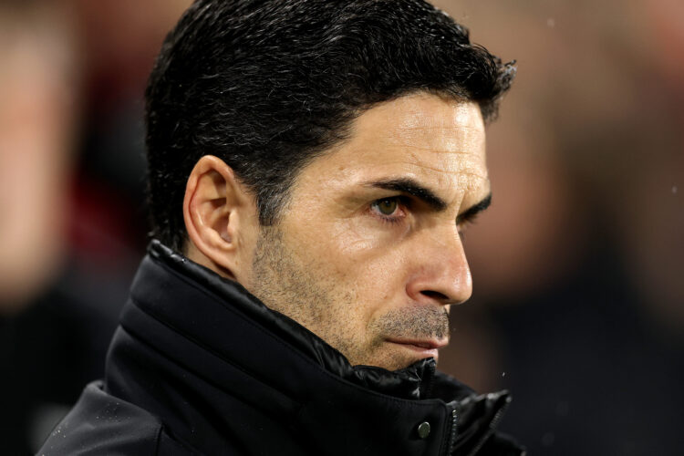 BRENTFORD, ENGLAND - JANUARY 01: Mikel Arteta, Manager of Arsenal, looks on during the Premier League match between Brentford FC and Arsenal FC at ...