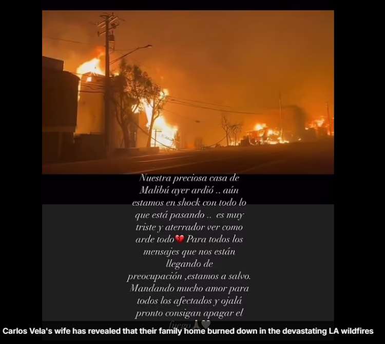 Former Arsenal striker’s home destroyed in LA wildfires 2 Carlos Vela's wife has revealed that their family home burned down in the devastating LA wildfires