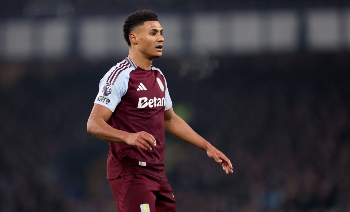 LIVERPOOL, ENGLAND - JANUARY 15: Ollie Watkins of Aston Villa during the Premier League match between Everton FC and Aston Villa FC at Goodison Par...