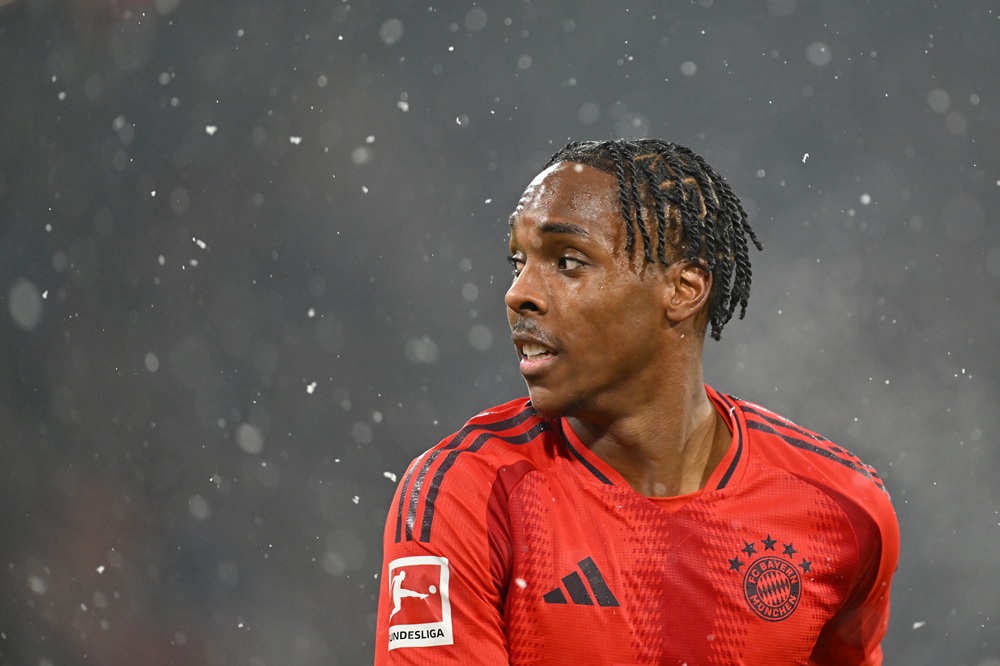 MUNICH, GERMANY: Mathys Tel of FC Bayern München looks on during the Bundesliga match between FC Bayern München and TSG 1899 Hoffenheim at Allianz Arena on January 15, 2025. (Photo by Sebastian Widmann/Getty Images)