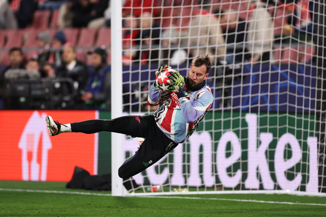 GIRONA, SPAIN - JANUARY 29: Neto of Arsenal warms up prior to the UEFA Champions League 2024/25 League Phase MD8 match between Girona FC and Arsena...