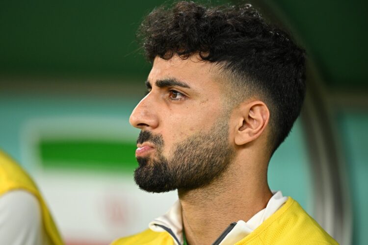 DOHA, QATAR: Sadegh Moharrami of IR Iran looks on prior to the FIFA World Cup Qatar 2022 Group B match between IR Iran and USA at Al Thumama Stadiu...