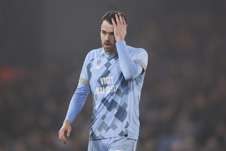 LUTON, ENGLAND - NOVEMBER 06: Calum Chambers of Cardiff City looks dejected during the Sky Bet Championship match between Luton Town FC and Cardiff...