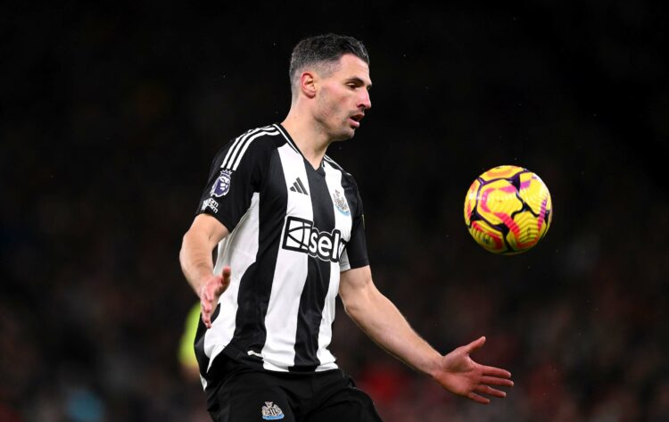MANCHESTER, ENGLAND - DECEMBER 30: Newcastle United player Fabian Schar in action during the Premier League match between Manchester United FC and ...
