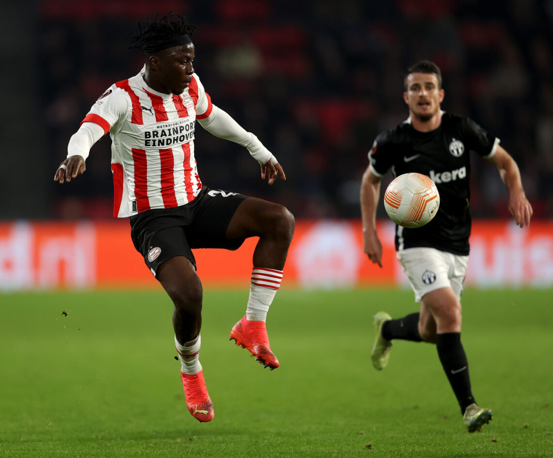 EINDHOVEN, NETHERLANDS - OCTOBER 13: Johan Bakayoko of PSV in action during the UEFA Europa League group A match between PSV Eindhoven and FC Züric...