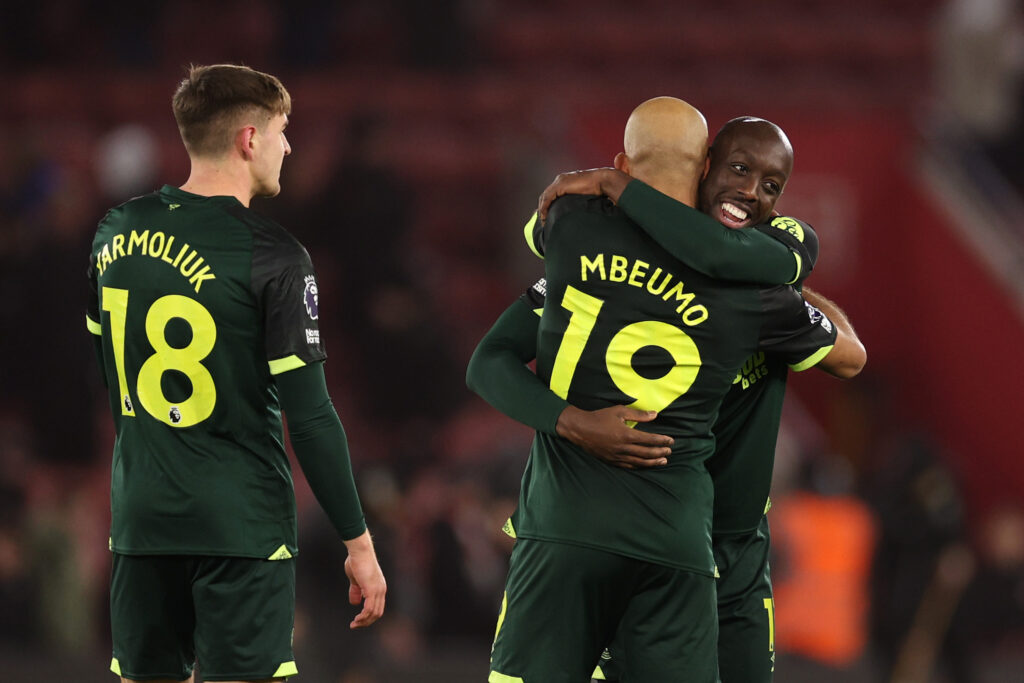 Arsenal progress talks for Premier League winger 3 SOUTHAMPTON, ENGLAND - JANUARY 04: Yoane Wissa of Brentford celebrates scoring his sides fifth goal with team mate Bryan Mbeumo during the Premier League match between Southampton FC and Brentford FC at St Mary's Stadium on January 04, 2025 in Southampton, England. (Photo by Warren Little/Getty Images)