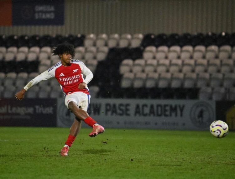 Louis Zecevic-John playing for the Arsenal academy (Photo via Zecevic-John on Instagram)