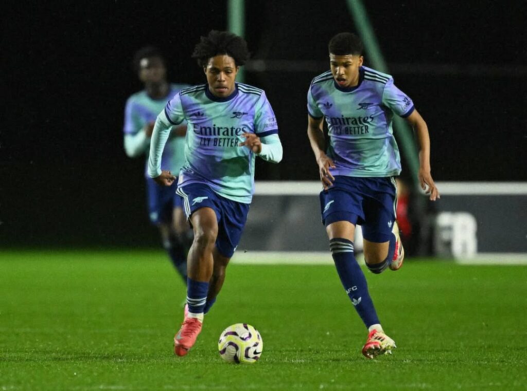 Arsenal suffer injury scare ahead of Manchester United Youth Cup clash 3 Louis Zecevic-John and Andre Harriman-Annous playing for the Arsenal u18s (Photo via Zecevic-John on Instagram)